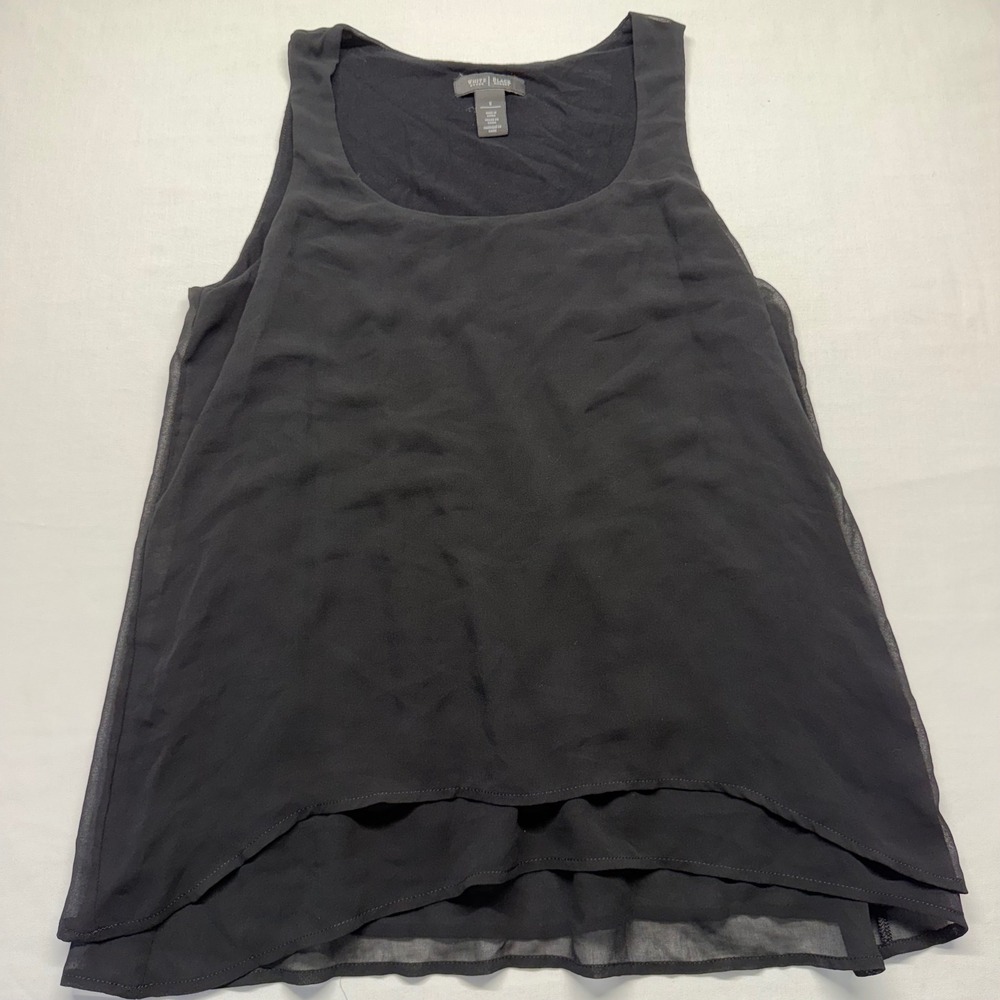 WHBM Black‎ Sheer Layered Sleeveless Blouse Tunic Top Size Small Workwear